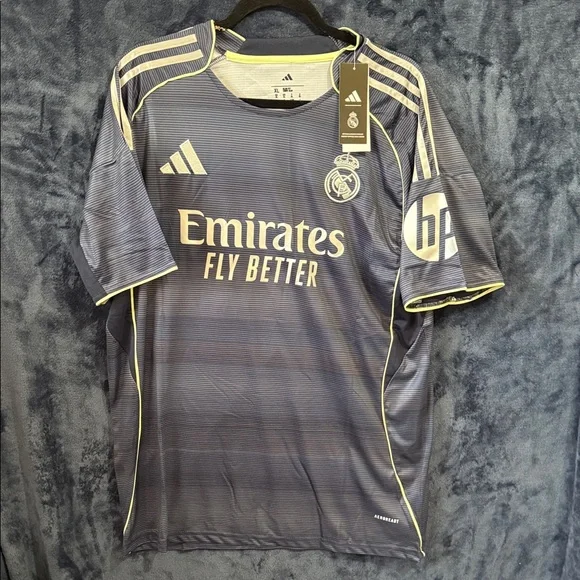 Real Madrid Men’s Away Football Jersey - Navy with Yellow Trim - Picture 1 of 3